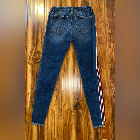 Vigoss Y2K Jeans Jagger Skinny Frayed Step Hem Racing Stripe Fading Sz W26 L2 - Picture 13 of 16
